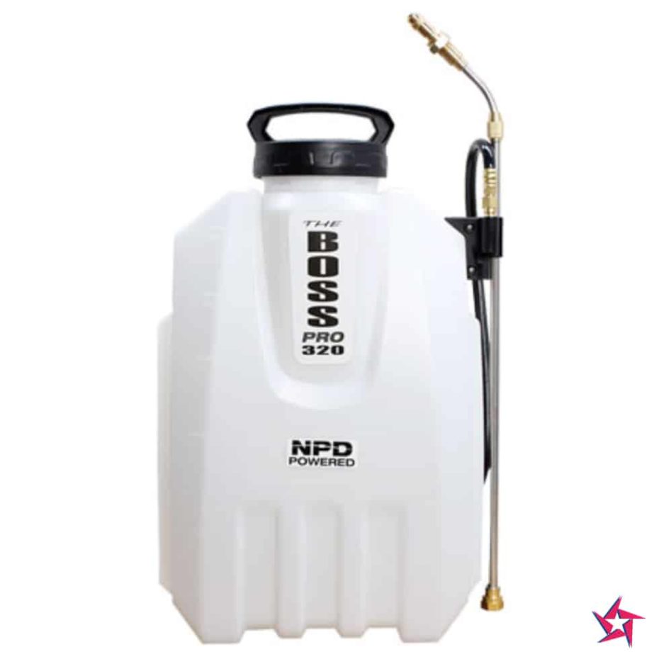 White plastic garden sprayer with a black handle and nozzle, labeled "_store-feature," isolated on a white background.